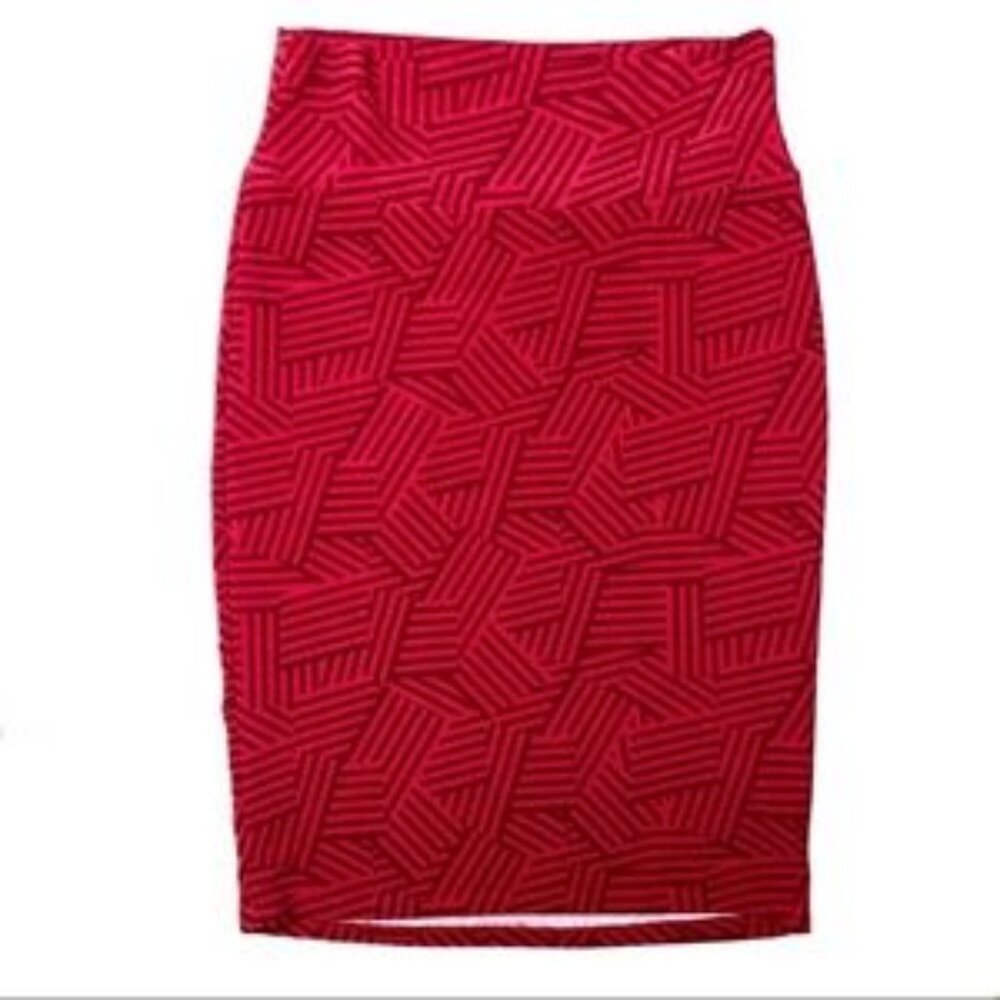 LuLaRoe Geometric Print Cassie Pencil Skirt Red S